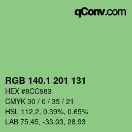 カラーコード: RGB 140.1 201 131 | qconv.com