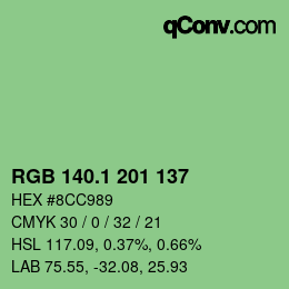 カラーコード: RGB 140.1 201 137 | qconv.com