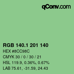 カラーコード: RGB 140.1 201 140 | qconv.com
