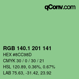 カラーコード: RGB 140.1 201 141 | qconv.com