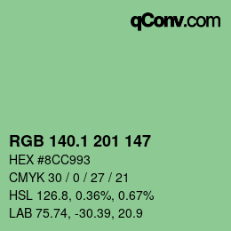 カラーコード: RGB 140.1 201 147 | qconv.com