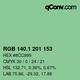 カラーコード: RGB 140.1 201 153 | qconv.com