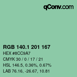 カラーコード: RGB 140.1 201 167 | qconv.com