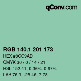 Color code: RGB 140.1 201 173 | qconv.com