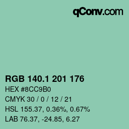 カラーコード: RGB 140.1 201 176 | qconv.com