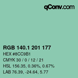 カラーコード: RGB 140.1 201 177 | qconv.com