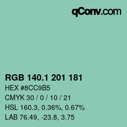 カラーコード: RGB 140.1 201 181 | qconv.com