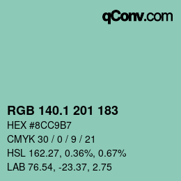 Color code: RGB 140.1 201 183 | qconv.com