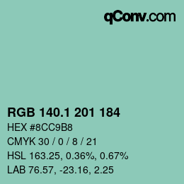 カラーコード: RGB 140.1 201 184 | qconv.com