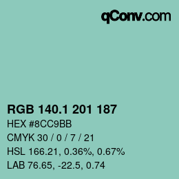 Color code: RGB 140.1 201 187 | qconv.com
