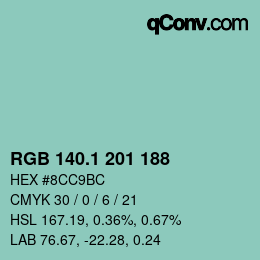 Farbcode: RGB 140.1 201 188 | qconv.com