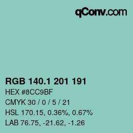 Color code: RGB 140.1 201 191 | qconv.com