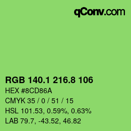 カラーコード: RGB 140.1 216.8 106 | qconv.com