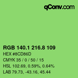カラーコード: RGB 140.1 216.8 109 | qconv.com