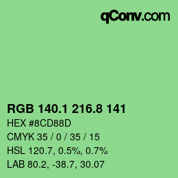 カラーコード: RGB 140.1 216.8 141 | qconv.com