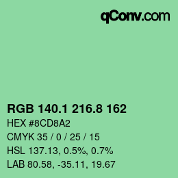 カラーコード: RGB 140.1 216.8 162 | qconv.com