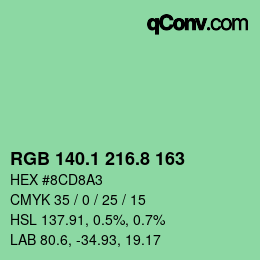 カラーコード: RGB 140.1 216.8 163 | qconv.com