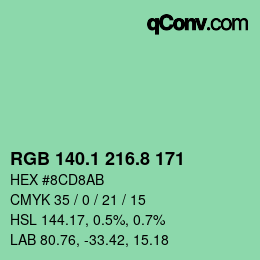 カラーコード: RGB 140.1 216.8 171 | qconv.com