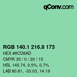カラーコード: RGB 140.1 216.8 173 | qconv.com