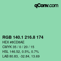 カラーコード: RGB 140.1 216.8 174 | qconv.com