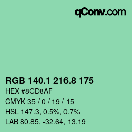 カラーコード: RGB 140.1 216.8 175 | qconv.com
