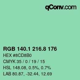カラーコード: RGB 140.1 216.8 176 | qconv.com