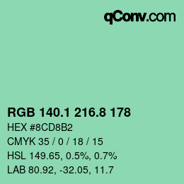 カラーコード: RGB 140.1 216.8 178 | qconv.com