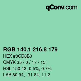 カラーコード: RGB 140.1 216.8 179 | qconv.com