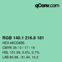 カラーコード: RGB 140.1 216.8 181 | qconv.com