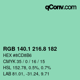 Color code: RGB 140.1 216.8 182 | qconv.com