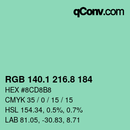 カラーコード: RGB 140.1 216.8 184 | qconv.com
