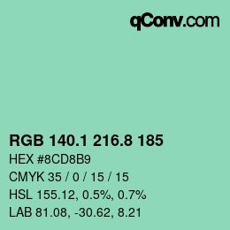 カラーコード: RGB 140.1 216.8 185 | qconv.com
