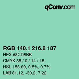 Color code: RGB 140.1 216.8 187 | qconv.com