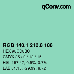 カラーコード: RGB 140.1 216.8 188 | qconv.com