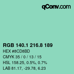 カラーコード: RGB 140.1 216.8 189 | qconv.com