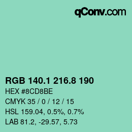 カラーコード: RGB 140.1 216.8 190 | qconv.com