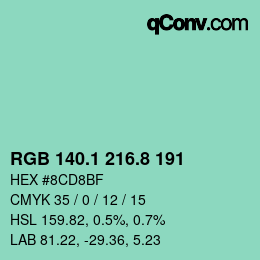 Color code: RGB 140.1 216.8 191 | qconv.com