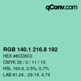 Farbcode: RGB 140.1 216.8 192 | qconv.com