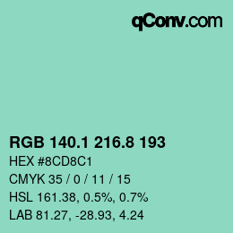 カラーコード: RGB 140.1 216.8 193 | qconv.com