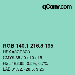 カラーコード: RGB 140.1 216.8 195 | qconv.com
