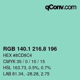 Color code: RGB 140.1 216.8 196 | qconv.com