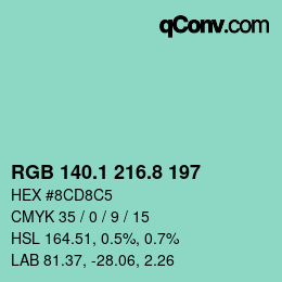 Color code: RGB 140.1 216.8 197 | qconv.com