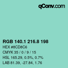 カラーコード: RGB 140.1 216.8 198 | qconv.com