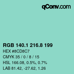 カラーコード: RGB 140.1 216.8 199 | qconv.com