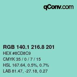 Farbcode: RGB 140.1 216.8 201 | qconv.com