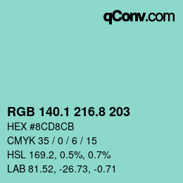 カラーコード: RGB 140.1 216.8 203 | qconv.com