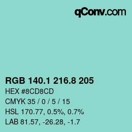 Color code: RGB 140.1 216.8 205 | qconv.com