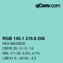 Color code: RGB 140.1 216.8 206 | qconv.com