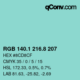 カラーコード: RGB 140.1 216.8 207 | qconv.com