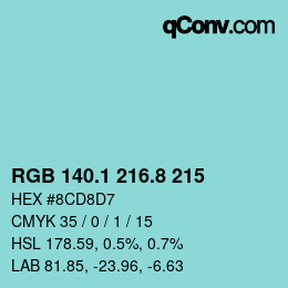 Color code: RGB 140.1 216.8 215 | qconv.com